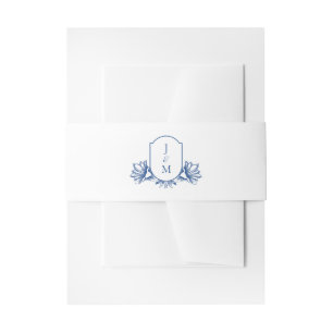 Elegantes Marseilles Bleu Botanisches Monogramm-Wa Einladungsbanderole