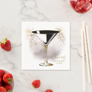 Elegantes Martini-Glas mit Glitzer Serviette