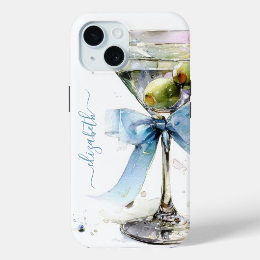 Elegantes Martini-Monogramm Case-Mate iPhone Hülle (Rückseite)