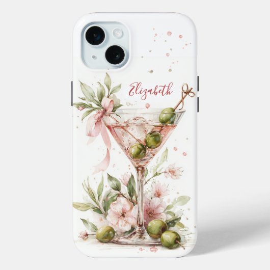 Elegantes Martini-Monogramm Case-Mate iPhone Hülle (Rückseite)