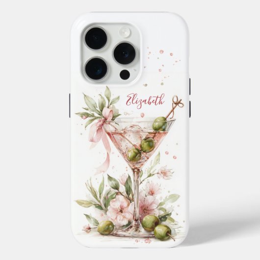 Elegantes Martini-Monogramm Case-Mate iPhone Hülle (Rückseite)