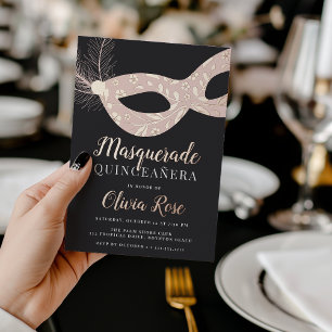 Elegantes Maskenball-Thema Quinceanera Folieneinladung
