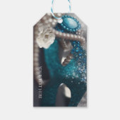 Elegantes Masquerade Mask & Pearls Gastgeschenk Geschenkanhänger (Vorderseite)