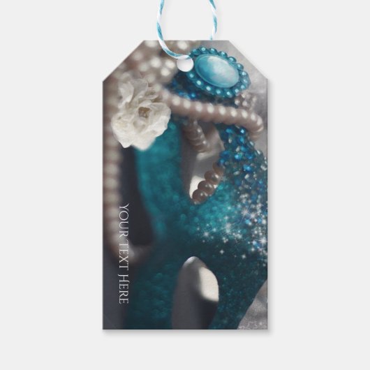 Elegantes Masquerade Mask & Pearls Gastgeschenk Geschenkanhänger (Vorderseite)