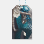 Elegantes Masquerade Mask & Pearls Gastgeschenk Geschenkanhänger (Rückseite)