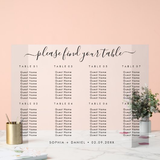 Elegantes Mattiertes Acrylsiegeldiagramm für Hochz Acrylschild (Hochzeit)