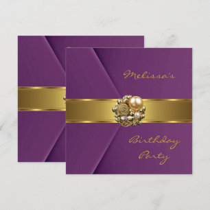 Elegantes Maulbeerrosa Faux-Velvet Goldschmuck Einladung