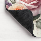 Elegantes Mauspad Wasserfarbe Rosa Weiße Rosen (Ecke)