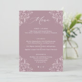 Elegantes Mauve Dusty Rose Vintage Wedding Menus Menükarte (Stehend Vorderseite)
