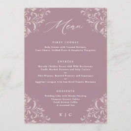 Elegantes Mauve Dusty Rose Vintage Wedding Menus Menükarte