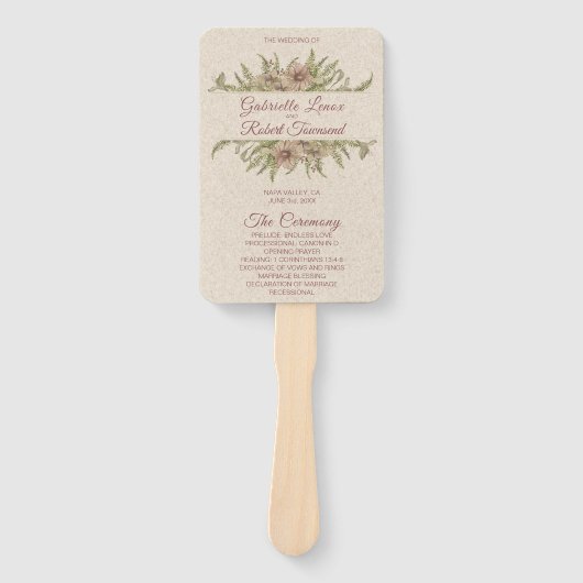Elegantes Mauve Floral & Greenery Hochzeitsprogram Fächer (Vorderseite)