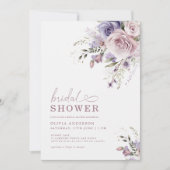 Elegantes Mauve & Lavender Brautparty Floral Einladung (Vorderseite)