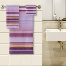Elegantes Mauve-Lila Streifenmuster Badhandtuch Set