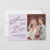 Elegantes Mauve Modernes Script-Foto Hochzeit Save The Date (Vorderseite)