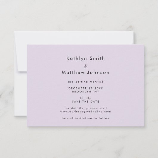 Elegantes Mauve Modernes Script-Foto Hochzeit Save The Date (Rückseite)