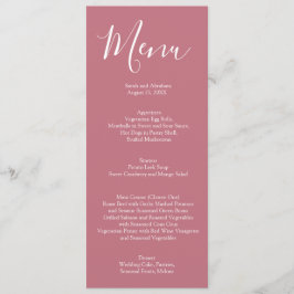 Elegantes mauve Rosa und White Roses Wedding Menu Menükarte