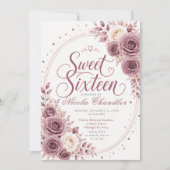 Elegantes Mauve Sweet 16 Einladung (Vorderseite)