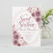 Elegantes Mauve Sweet 16 Einladung (Stehend Vorderseite)
