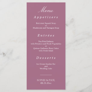 Elegantes Mauve Wedding Menu Menükarte
