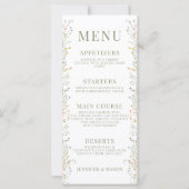 Elegantes Meadow Blume Wedding Menu (Vorderseite)