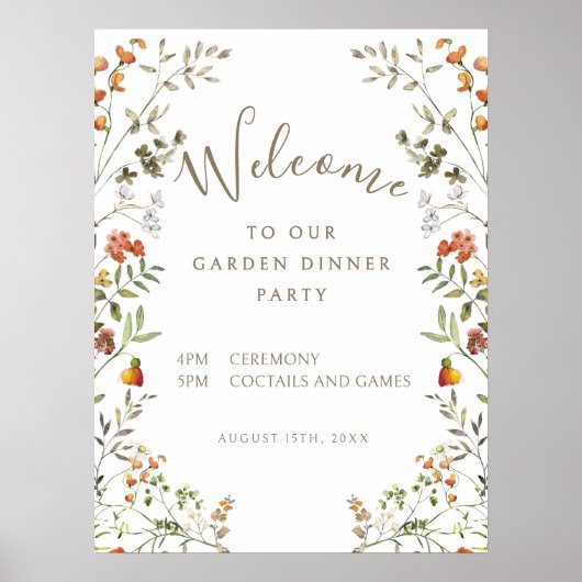 Elegantes Meadow Fall Garden Dinner Party Poster (Vorne)