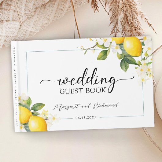 Elegantes Mediterranean Lemon Wedding Guest Book Gästebuch