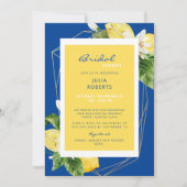 Elegantes mediterranes Blau-Gelb-Brautparty Einladung (Vorderseite)