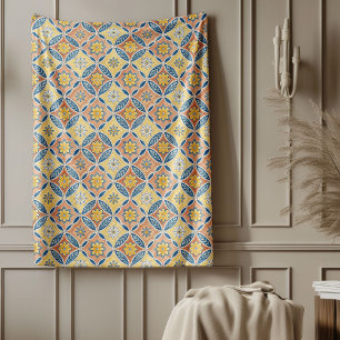 Elegantes mediterranes Blumenmotiv Fleecedecke