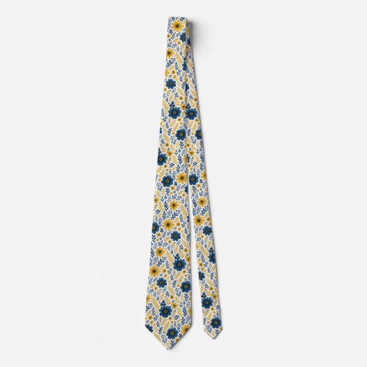 Elegantes, mediterranes Blumenmuster Krawatte (Vorderseite)