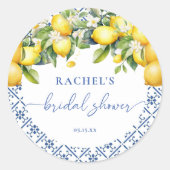 Elegantes mediterranes Brautparty Lemon Runder Aufkleber (Vorderseite)
