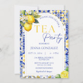 Elegantes mediterranes Lemon Tiles Bridal Tea Part Einladung (Vorderseite)