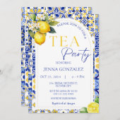 Elegantes mediterranes Lemon Tiles Bridal Tea Part Einladung (Vorne/Hinten)