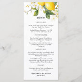 Elegantes mediterranes Lemon Wedding Menu Menükarte (Vorderseite)