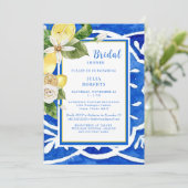 Elegantes mediterranes tropisches Cobalt Blau Einladung (Stehend Vorderseite)