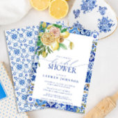 Elegantes mediterranes Zitronenblumengebirge Braut Einladung