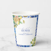 Elegantes mediterranes Zitronenblumengebirge Braut Pappbecher (Rückseite)