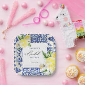 Elegantes mediterranes Zitronenblumengebirge Braut Pappteller (Party)