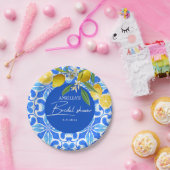 Elegantes mediterranes Zitronenblumengebirge Braut Pappteller (Party)