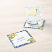 Elegantes mediterranes Zitronenblumengebirge Braut Rechteckiger Pappuntersetzer (Vor Ort)