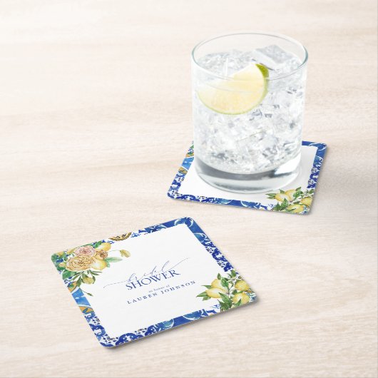 Elegantes mediterranes Zitronenblumengebirge Braut Rechteckiger Pappuntersetzer (Vor Ort)