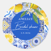 Elegantes mediterranes Zitronenblumengebirge Braut Runder Aufkleber (Vorderseite)