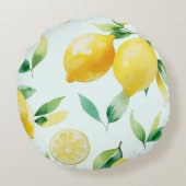 Elegantes mediterranes Zitronenblumengebirge Braut Rundes Kissen (Rückseite)