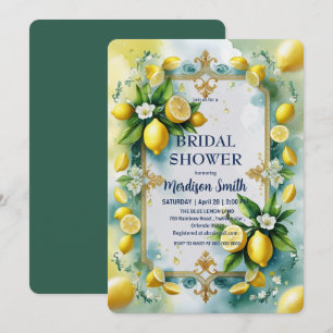 Elegantes mediterranes Zitronenblumengebirge Braut Save The Date
