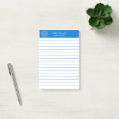 Elegantes Medium Blue Beruflich Monogram Business Post-it Klebezettel (Büro)