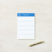 Elegantes Medium Blue Beruflich Monogram Business Post-it Klebezettel (Auf Schreibtisch)