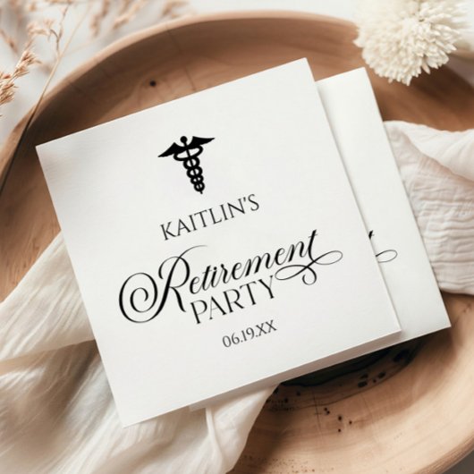 Elegantes medizinisches Caduceus Renten Party Serviette