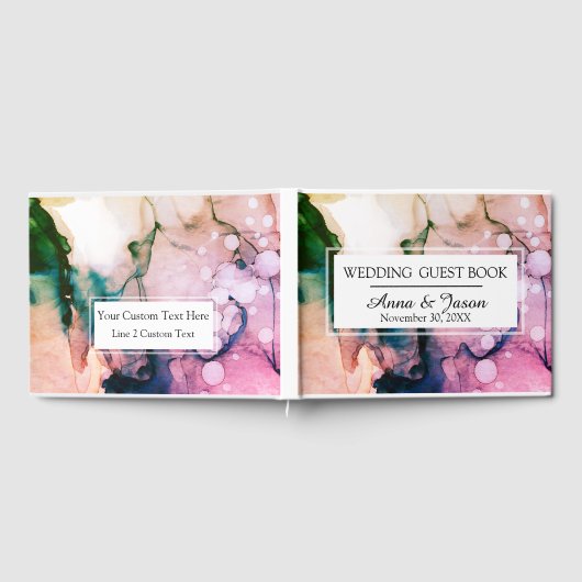 *~* Elegantes Meer Aquamarin rosa Wasserfarbenmale Gästebuch (Voll)