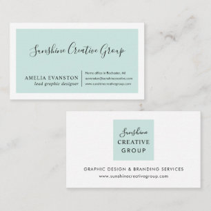 Elegantes Meeresschaum-Aqua-Schrift Professional Visitenkarte