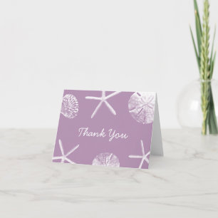 Elegantes Meeresthema-Violett-Muscheln-Dankeschön Dankeskarte