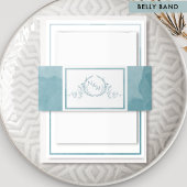 Elegantes Meerglas Wasserfarbe, Monogramm Hochzeit Einladungsbanderole